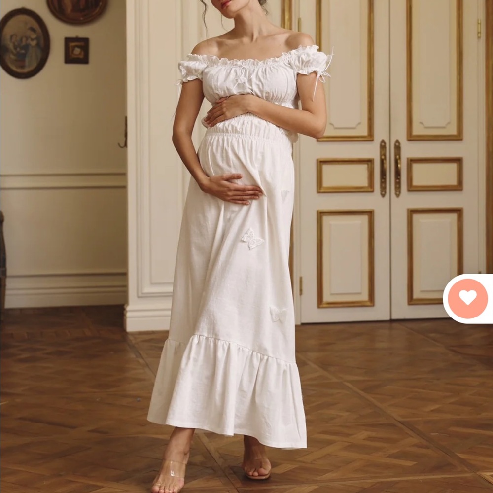 Linen Butterfly Maxi Dress (Maternity)